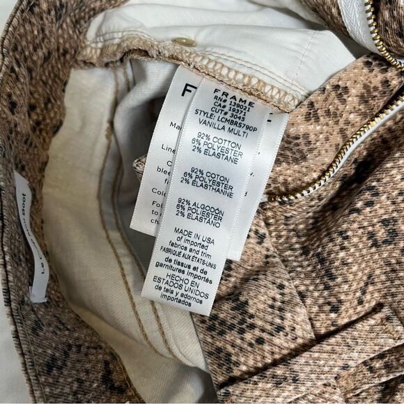 Frame Le Crop Mini Boot High Rise Snake Print Jeans in Vanilla Multi Size 23 NWT - Picture 7 of 12